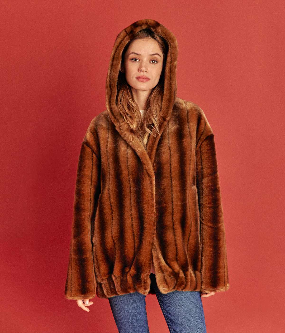 Tabatha short hooded vegan mink fur coat Made in France 🇫🇷 Ethical