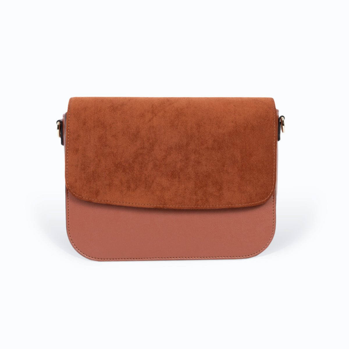 Ashoka Paris Apple Leather \u0026 Suede Brigitte Vegan Shoulder Bag Camel, image size:1200x1200