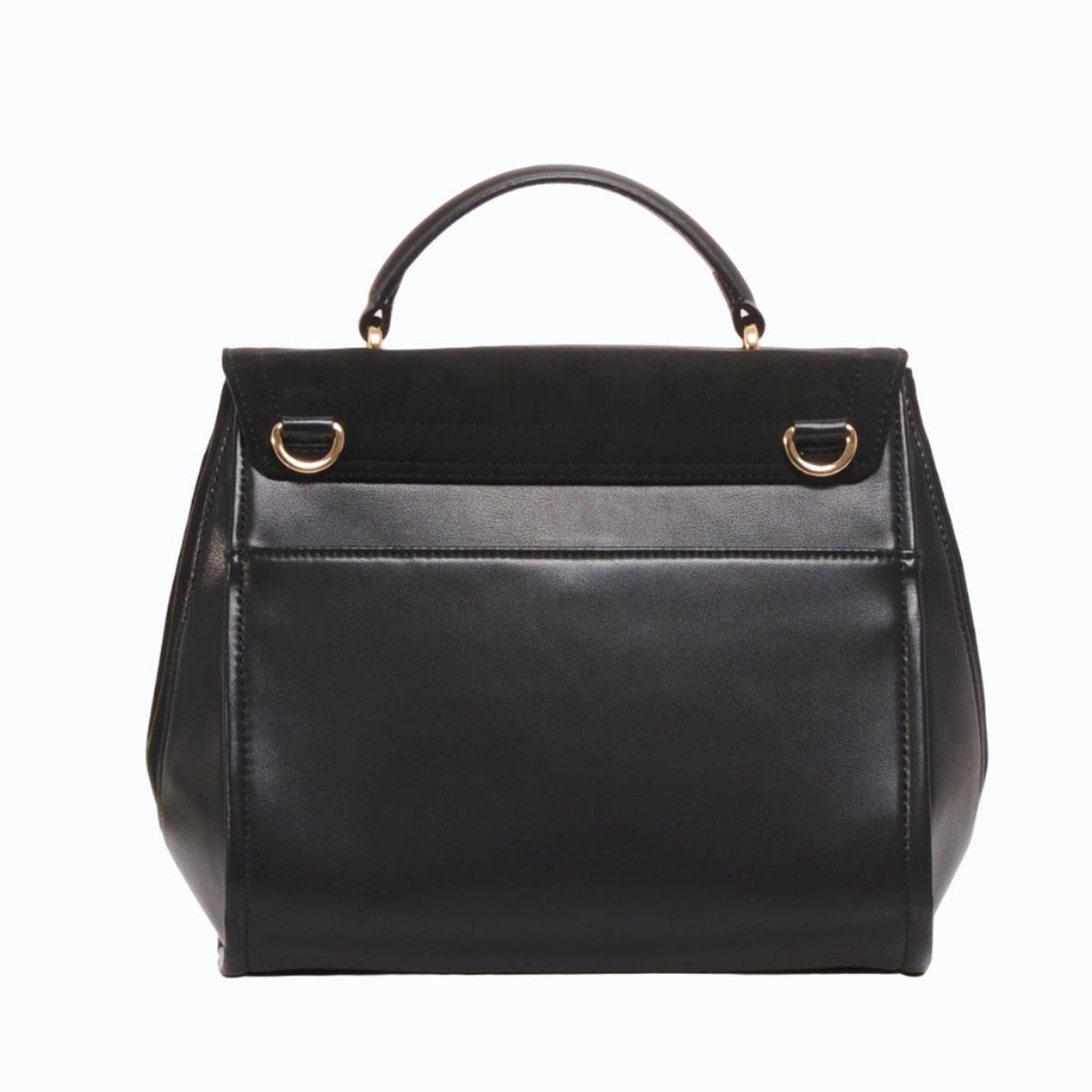 Sac à main similicuir vegan Paname Oxymore Apple Skin noir fermoir doré, sans cuir, éthique, écoresponsable, écologique, recyclé et sans cruauté.