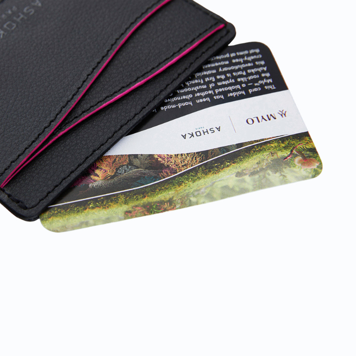 Porte-carte Mylo™️ rose en mycélium, structure souterraine des champignons - éthique, écoresponsable, écologique, durable et sans cruauté