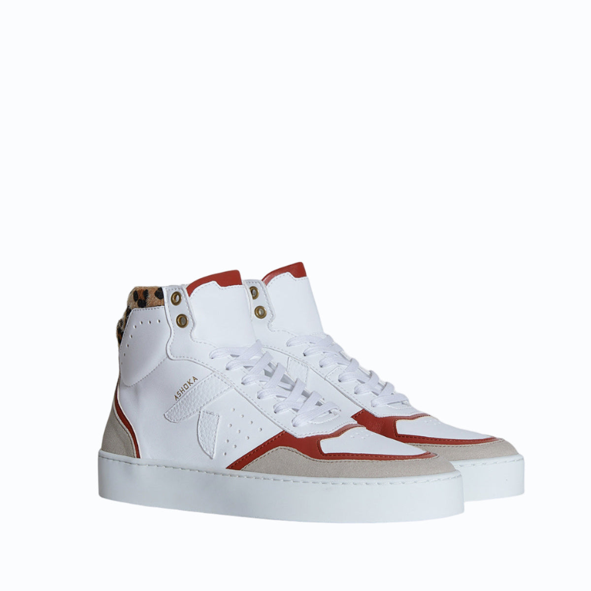 Chaussures vegan Matéo Montante Terracotta & Léopard – baskets écoresponsables et tendance