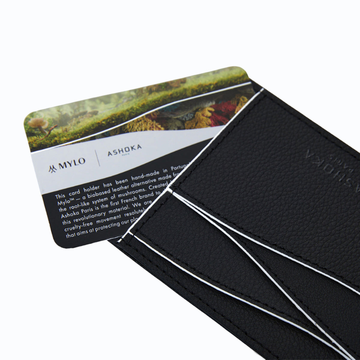 Grand porte-carte Mylo™️ blanc en mycélium, structure souterraine des champignons - éthique, écoresponsable, écologique, durable et sans cruauté