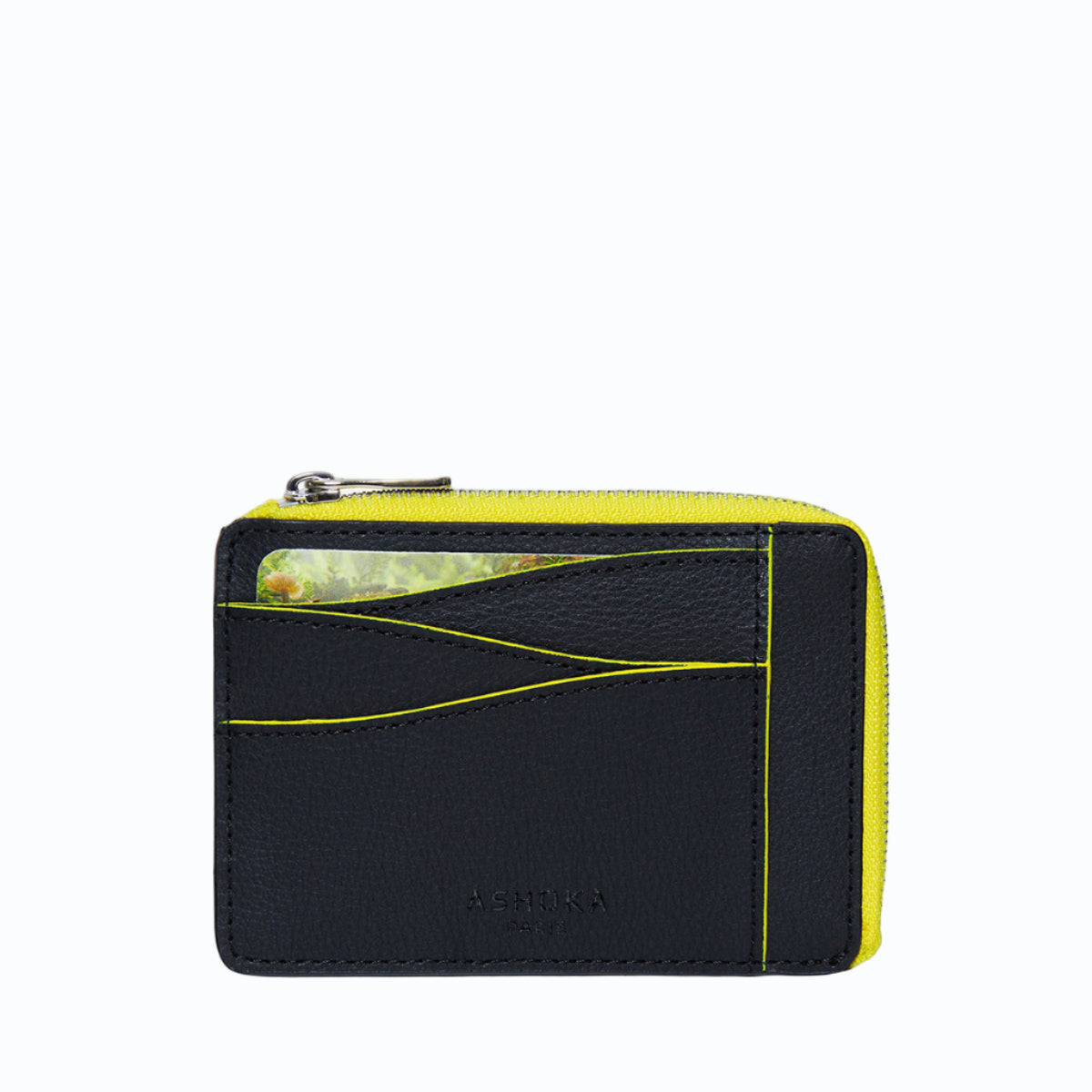 Grand porte-carte zippé Mylo™️ jaune en mycélium, structure souterraine des champignons - éthique, écoresponsable, écologique, durable et sans cruauté