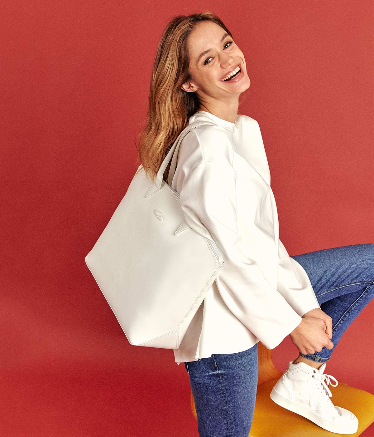 Sac cabas vegan pour femme Jolly Apple Skin blanc, sans cuir, éthique, écoresponsable, écologique, recyclé et sans cruauté