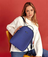Navy Blue Lively Apple Skin and Recycled Nylon Backpack