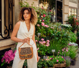 Sac à main Marilyn Amazone Léopard caramel Apple Skin, sans cuir, éthique, écoresponsable, écologique, recyclé et sans cruauté.