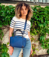 Navy Blue Pretty Apple Skin &amp; Recycled Nylon Bag 