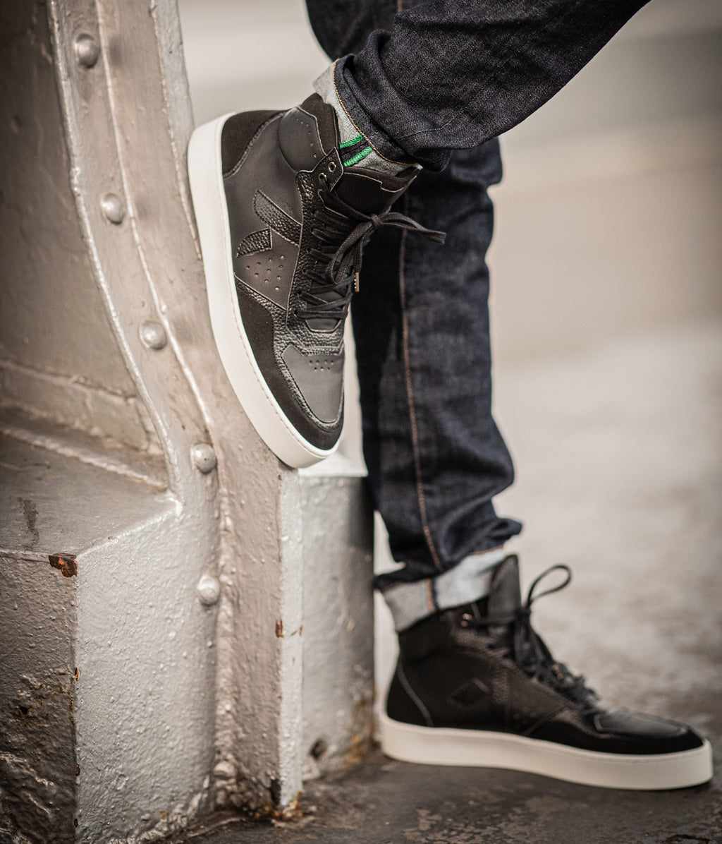Sneaker Matéo montante biosourcée & recyclée noire - Tennis éthique, écoresponsable et vegan