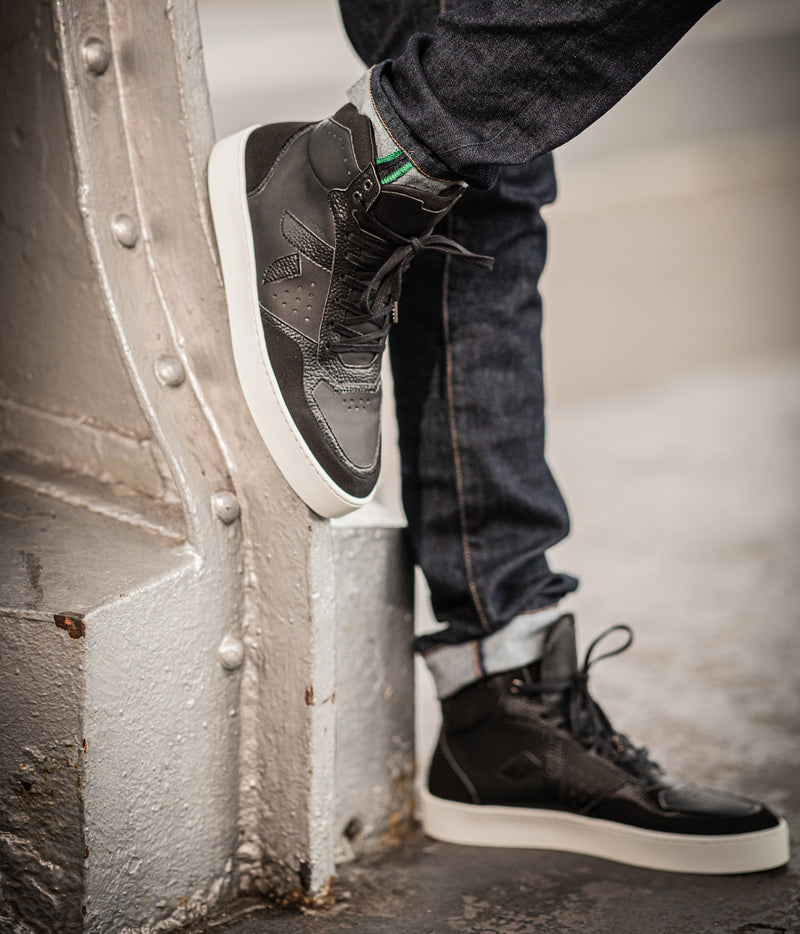 Sneaker Matéo montante biosourcée & recyclée noire - Tennis éthique, écoresponsable et vegan