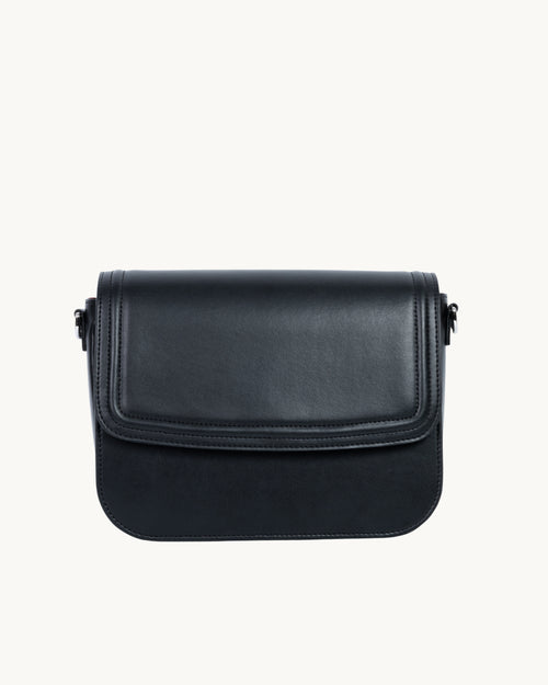 Sac Brigitte Couture Noir en Uppeal, à base de pomme vu de face