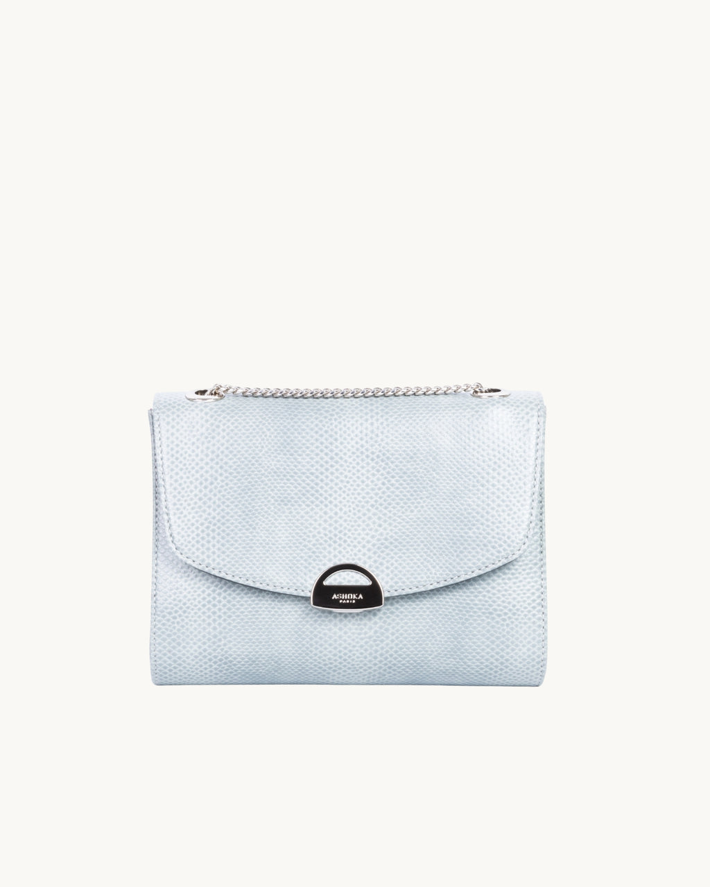 Sac Mini Paname Lézard Bleu Gris en Uppeal, à base de pomme, vu de face