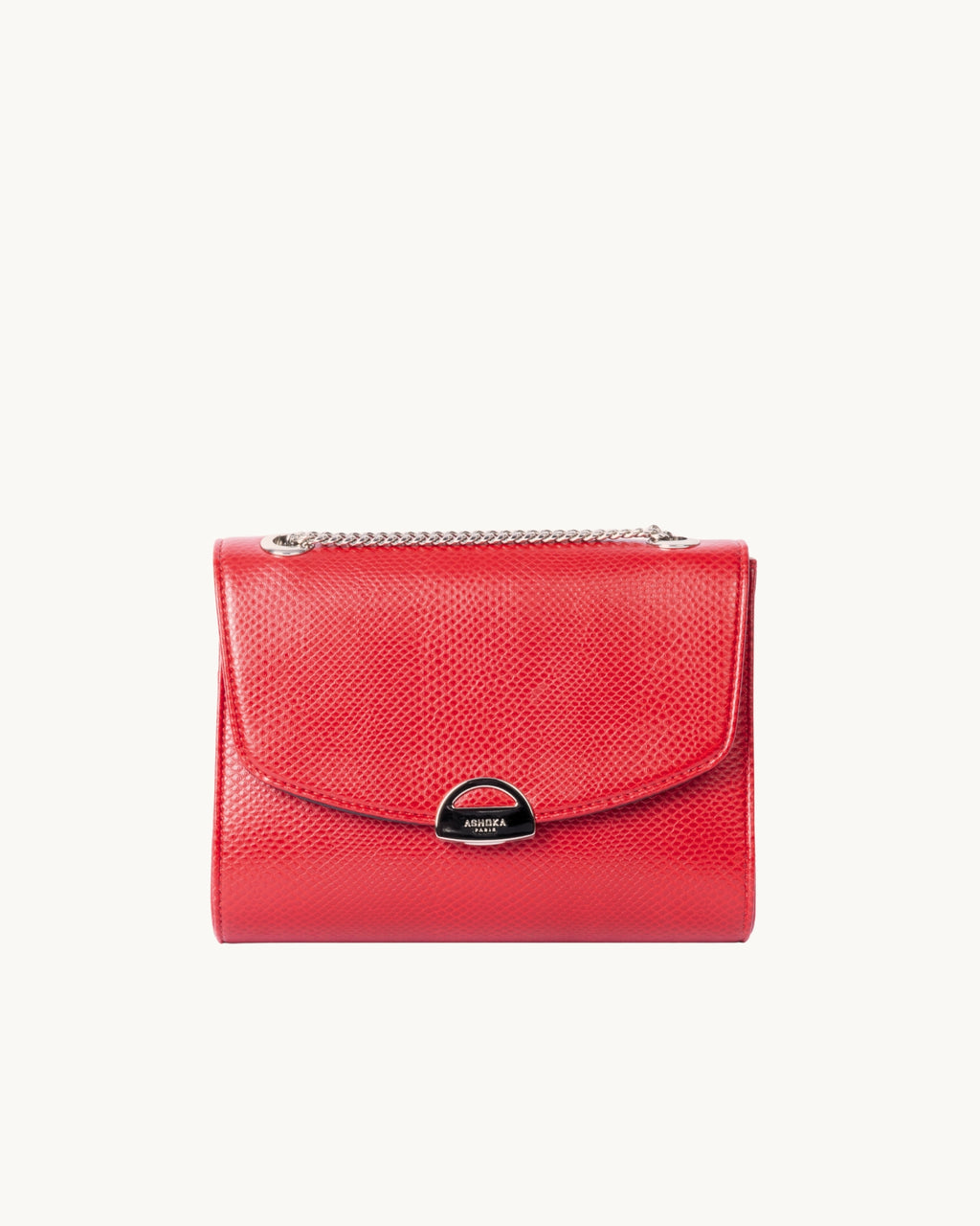 Sac Mini Paname Lézard Rouge en Uppeal, à base de pomme, vu de face
