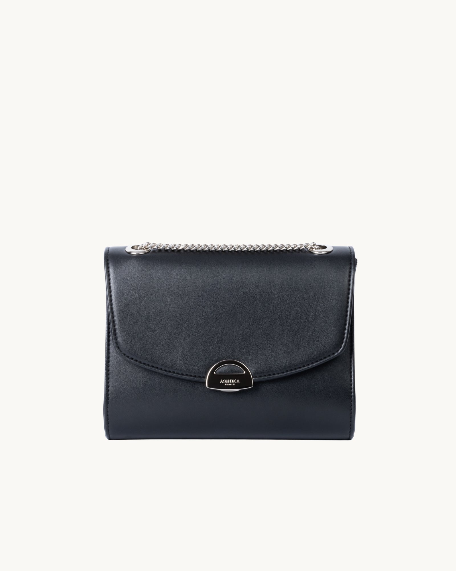 Sac Mini Paname Lézard Noir en Uppeal, à base de pomme, vu de face