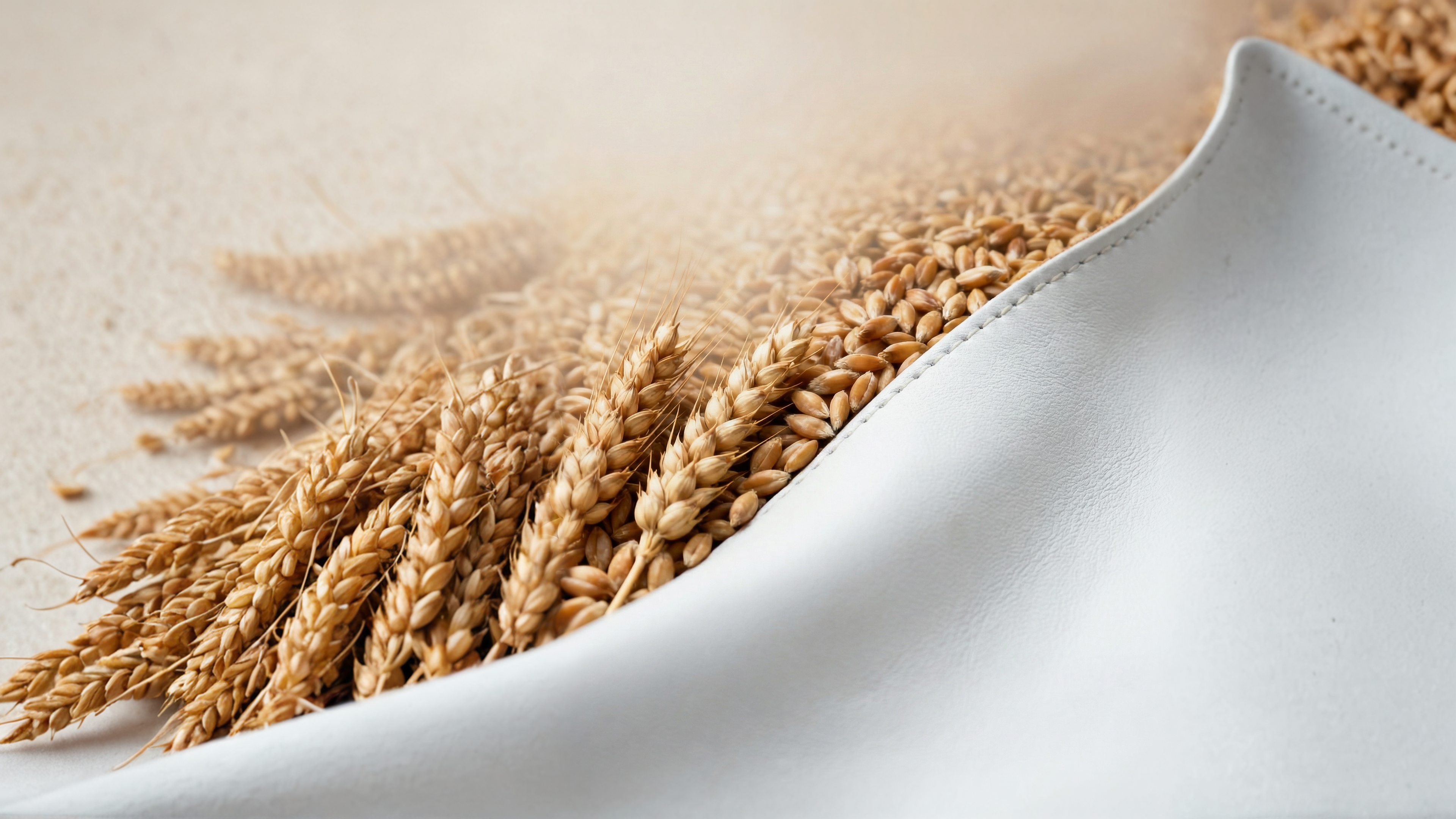 Cuir en éco-nappa à base de céréales 100% vegan dans un champs de céréales pour la collection sneakers Ashoka Paris