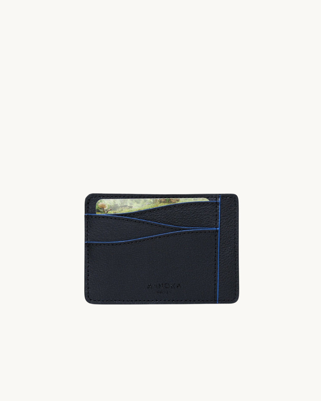 Grand Porte-Cartes Mylo Bleu en mycélium, à base de champignons, vu de face
