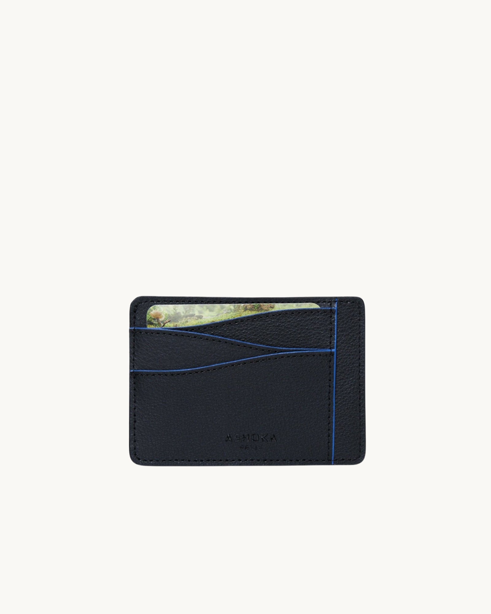 Grand Porte-Cartes Mylo Bleu en mycélium, à base de champignons, vu de face