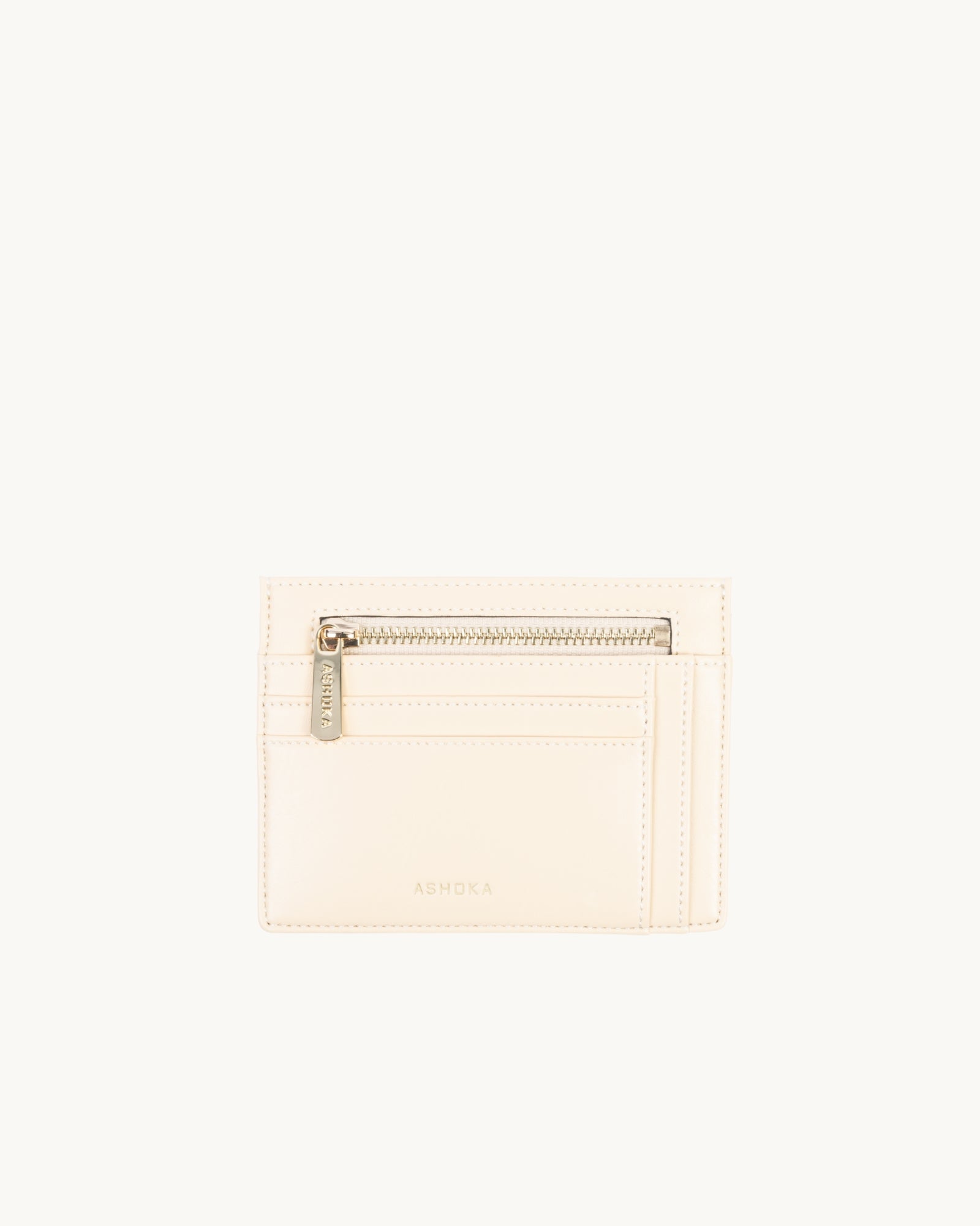 Porte-Cartes Zippé Sable, à base de bambou, vu de face