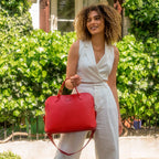 Porte-documents similicuir vegan pour femme City Apple Skin rouge, sans cuir, éthique, écoresponsable, écologique, recyclé et sans cruauté