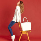 Sac cabas vegan pour femme Jolly Apple Skin blanc, sans cuir, éthique, écoresponsable, écologique, recyclé et sans cruauté