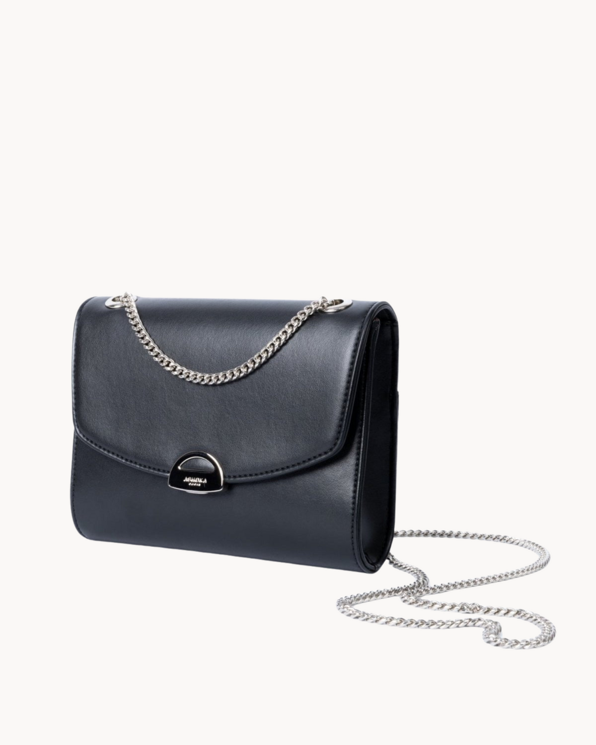 Mini Paname Noir – sac à main avec chaîne en laiton finition nickel vernis