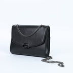 Sac bandoulière vegan noir effet lézard avec chaîne en laiton, Mini Paname Ashoka Paris