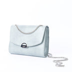 Mini Paname Lézard Bleu-Gris – sac à main vegan avec chaîne en laiton finition nickel