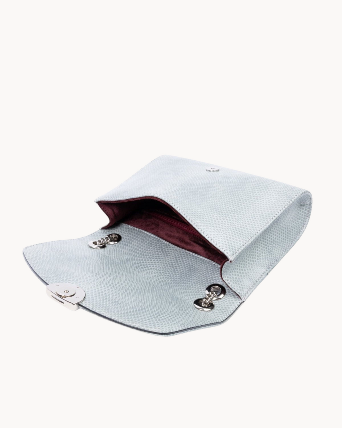 Mini Paname Lézard Bleu-Gris – format compact et élégant Ashoka Paris, vue intérieure