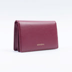 Porte-monnaie femme Ashoka Paris, burgundy, design raffiné, matières innovantes non animales.