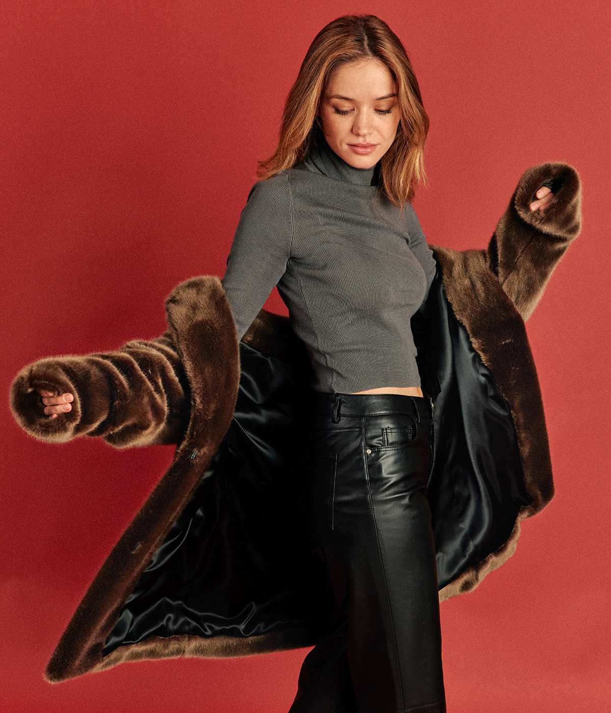 Manteau en fourrure vegan chocolat, Babylone - Made in France - Éthique et écoresponsable