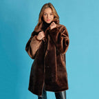 Manteau en fourrure vegan chocolat, Babylone - Made in France - Éthique et écoresponsable