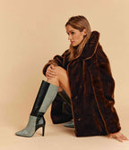 Manteau en fourrure vegan chocolat, Babylone - Made in France - Éthique et écoresponsable