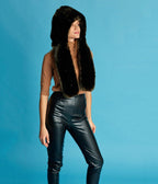 Écharpe vegane à capuche Suzon en fourrure vegan vert bronze - Made in France - Ethique et écoresponsable