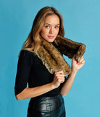 Écharpe Joséphine en fourrure vegan dune ambrée - Made in France - Ethique et écoresponsable