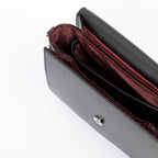 Sac vegan Brigitte Oxymore Noir – intérieur spacieux avec compartiments et doublure rouge