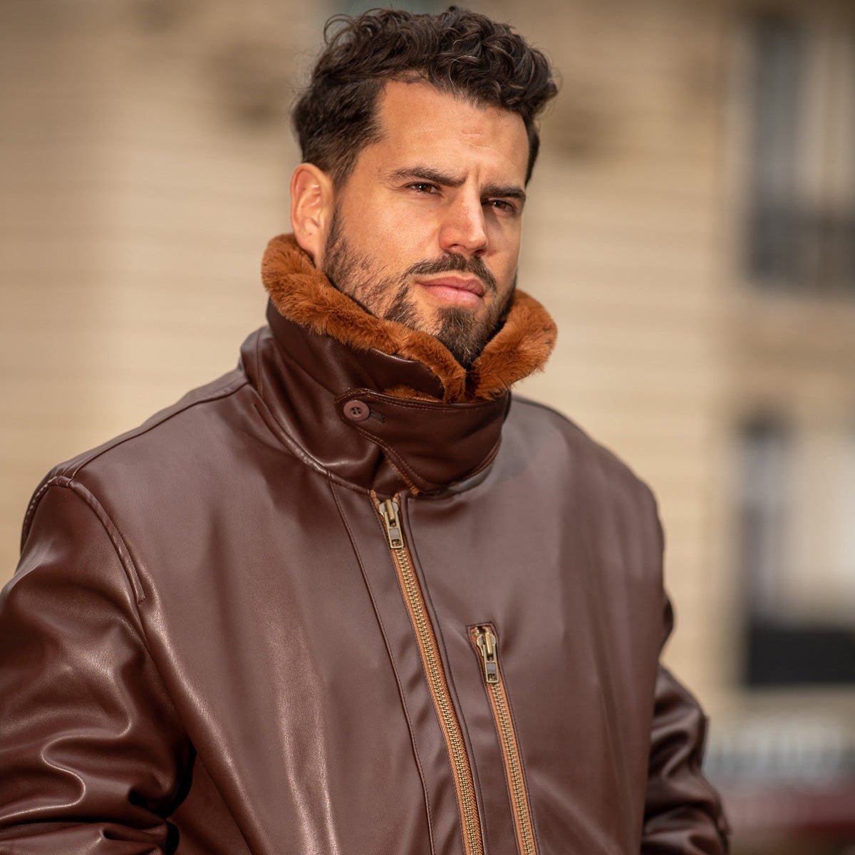 Roland Men's Vegan Bomber Jacket Brown - Ethical, ecological and
