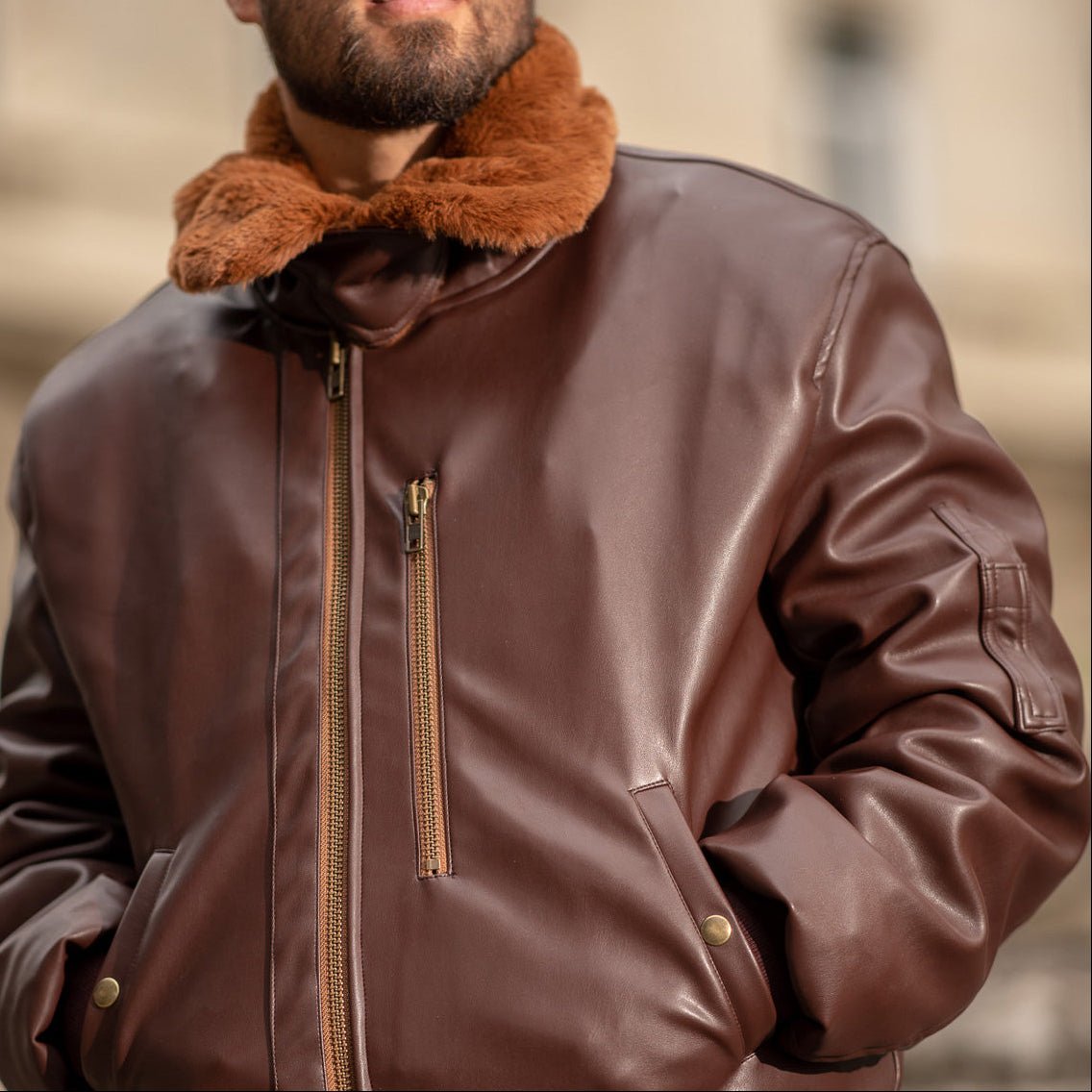 Roland Men's Vegan Bomber Jacket Brown - Ethical, ecological and