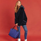 Sac vegan pour femme Apple Skin et Nylon recyclé bleu marine Journey Kromatik , sans cuir, éthique, écoresponsable, écologique, recyclé et sans cruauté