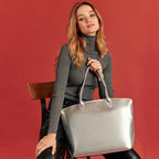 Sac cabas similicuir vegan pour femme Jolly Apple Skin argent, sans cuir, éthique, écoresponsable, écologique, recyclé et sans cruauté.