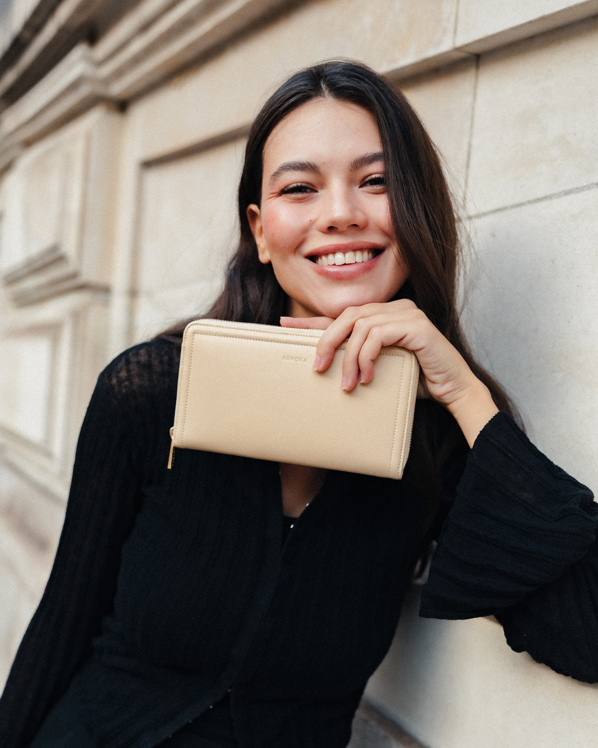 Portefeuille Compagnon Couture Sable en matière à base de bambou, vue 2