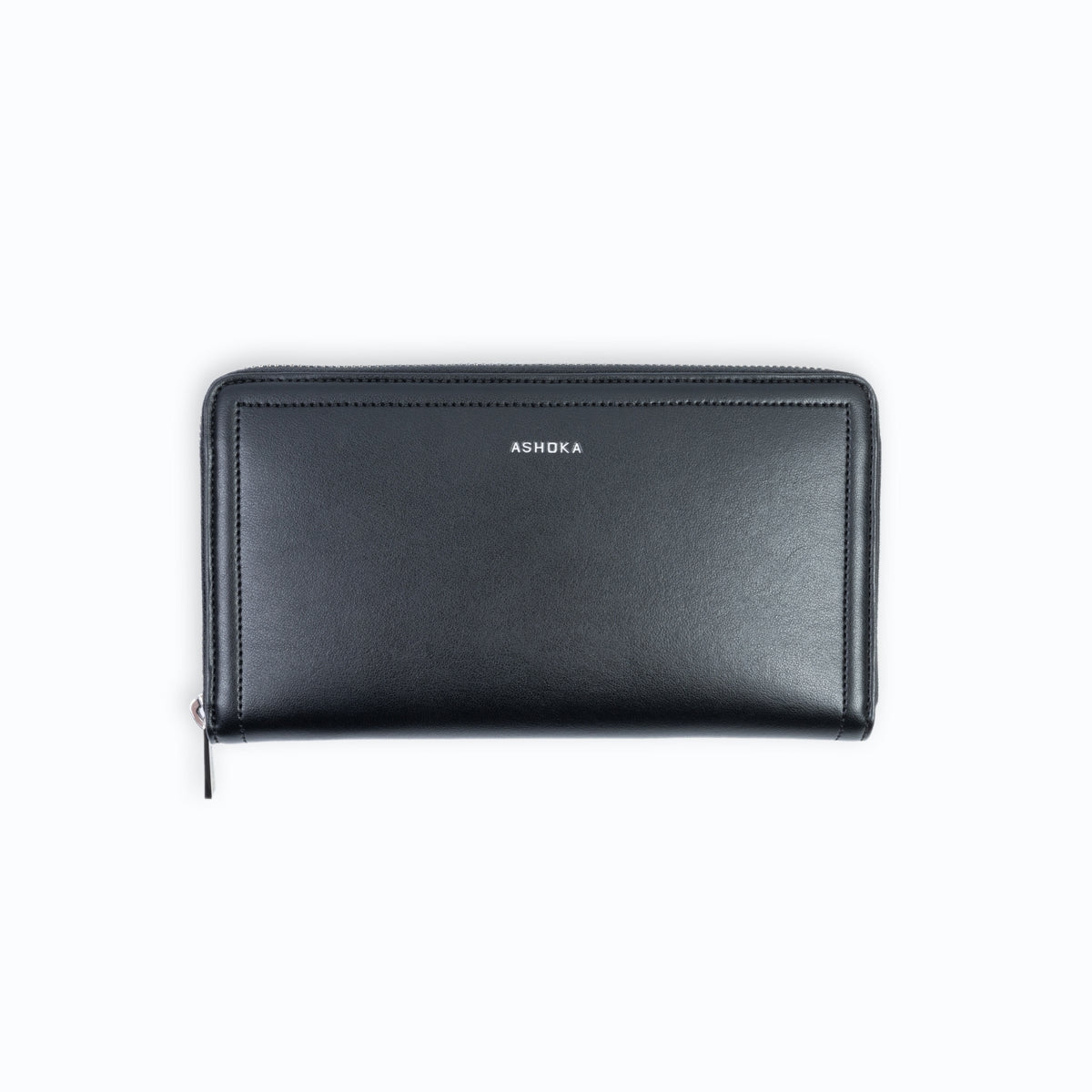 Portefeuille Ashoka Paris noir en cuir vegan, style raffiné, aménagement complet avec poches et compartiments