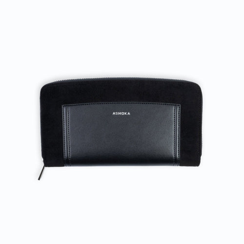 Portefeuille Couture Uppeal™ oxymore noir, chic parisien, compact et élégant, matières vegan et écoresponsables, poches intérieures et extérieure
