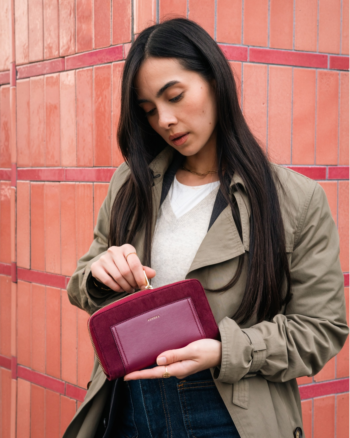 Compagnon Oxymore Bordeaux Ashoka Paris, petit portefeuille design compact et élégant