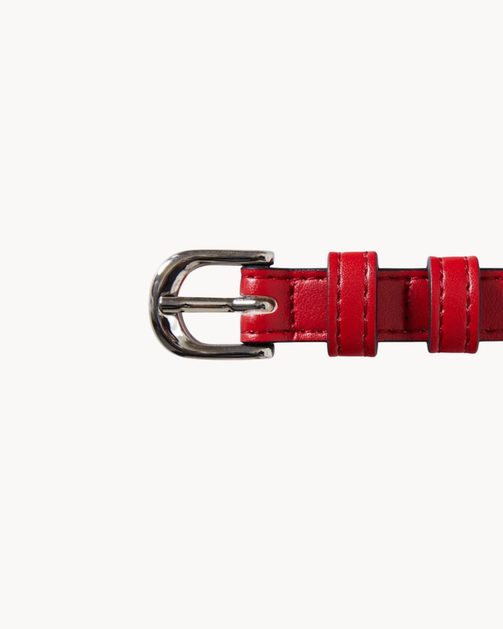 Ceinture femme vegan Uppeal™ rouge, boucle à ardillon en laiton finition nickel vernis