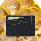 Grand porte-carte Mylo™️ jaune en mycélium, structure souterraine des champignons - éthique, écoresponsable, écologique, durable et sans cruauté
