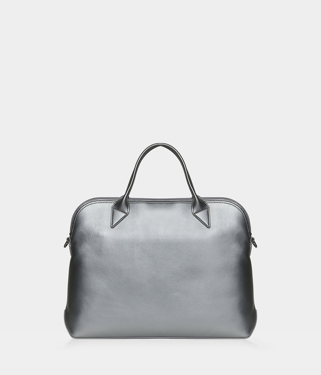Porte-documents vegan pour femme City Apple Skin argent - sans cuir - éthique, écoresponsable, écologique, recyclé et sans cruauté