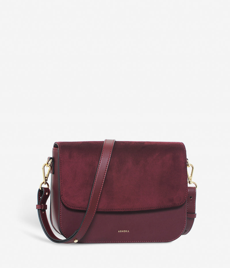 Sac à main vegan Brigitte Oxymore Apple Skin bordeaux, écoresponsable, éthique et écologique. sans cuir, avec une doublure en plastique de bouteilles recyclées