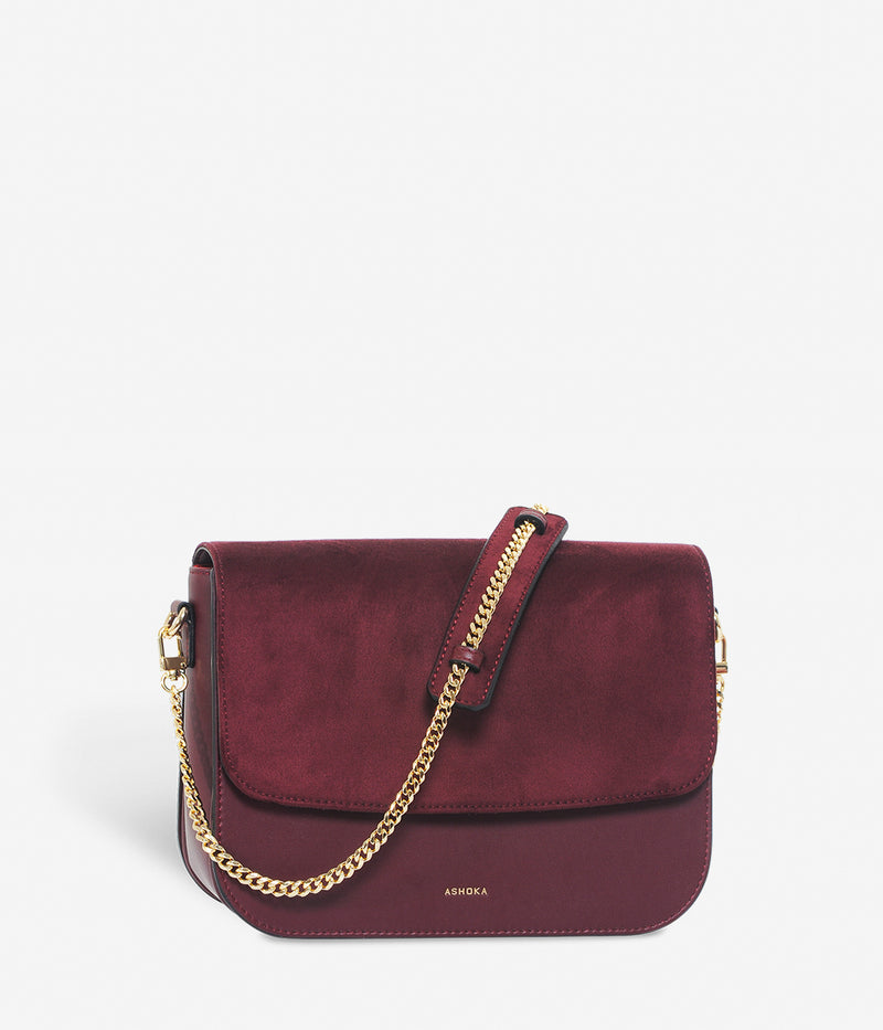 Sac à main vegan Brigitte Oxymore Apple Skin bordeaux, écoresponsable, éthique et écologique. sans cuir, avec une doublure en plastique de bouteilles recyclées