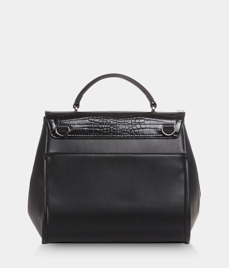 Sac à main vegan Paname Croco & Apple Skin noir - Sac cruelty free et végane