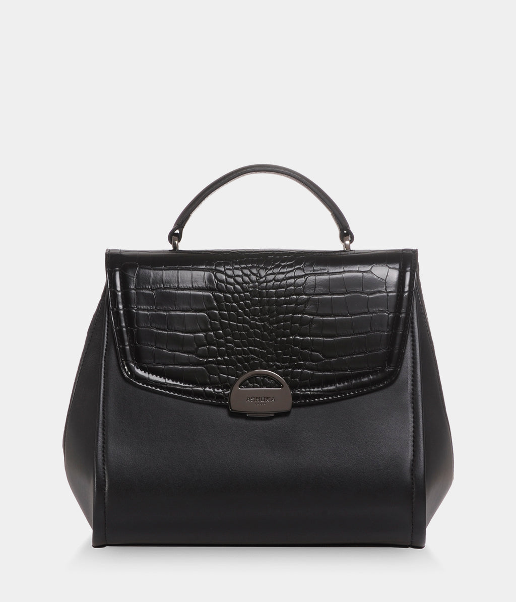 Sac à main vegan Paname Croco & Apple Skin noir - Sac cruelty free et végane