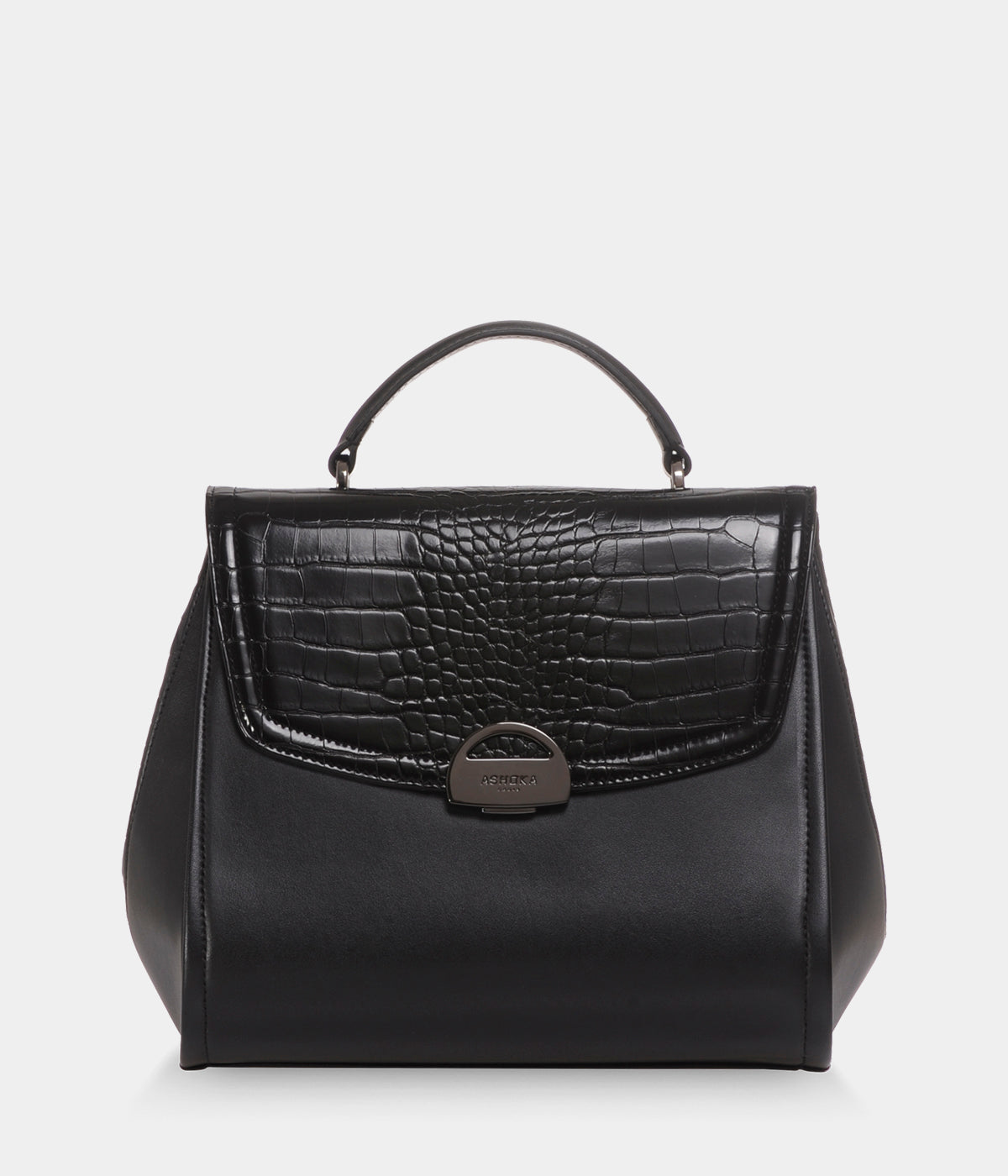 Sac à main vegan Paname Croco & Apple Skin noir - Sac cruelty free et végane